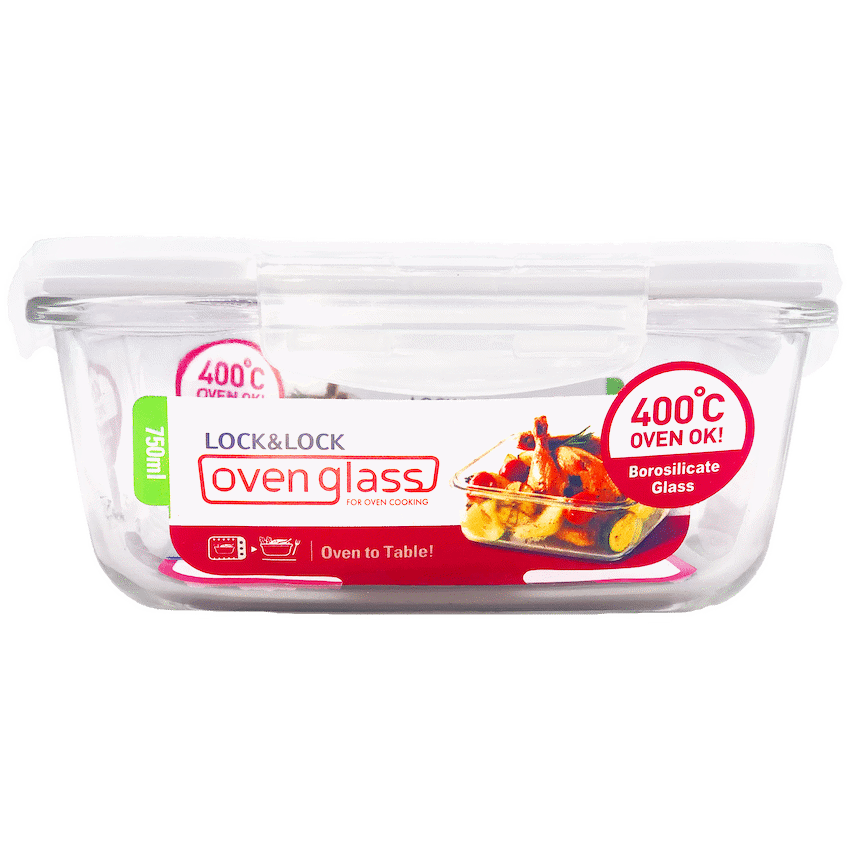 LocknLock Euro Glass container sq. 750ml ( Order in Qty of 4)