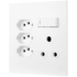 Ellies 4 Way (1x 3 Pin; 3x SANS 164-2) Single Switch Socket 4x4 (100mmx100mm) -WT