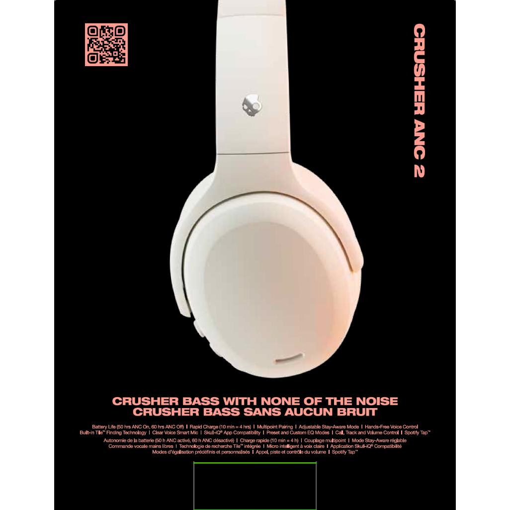 Skullcandy Crusher® ANC 2 Sensory Bass Headphones With ANC - Bone/Orange