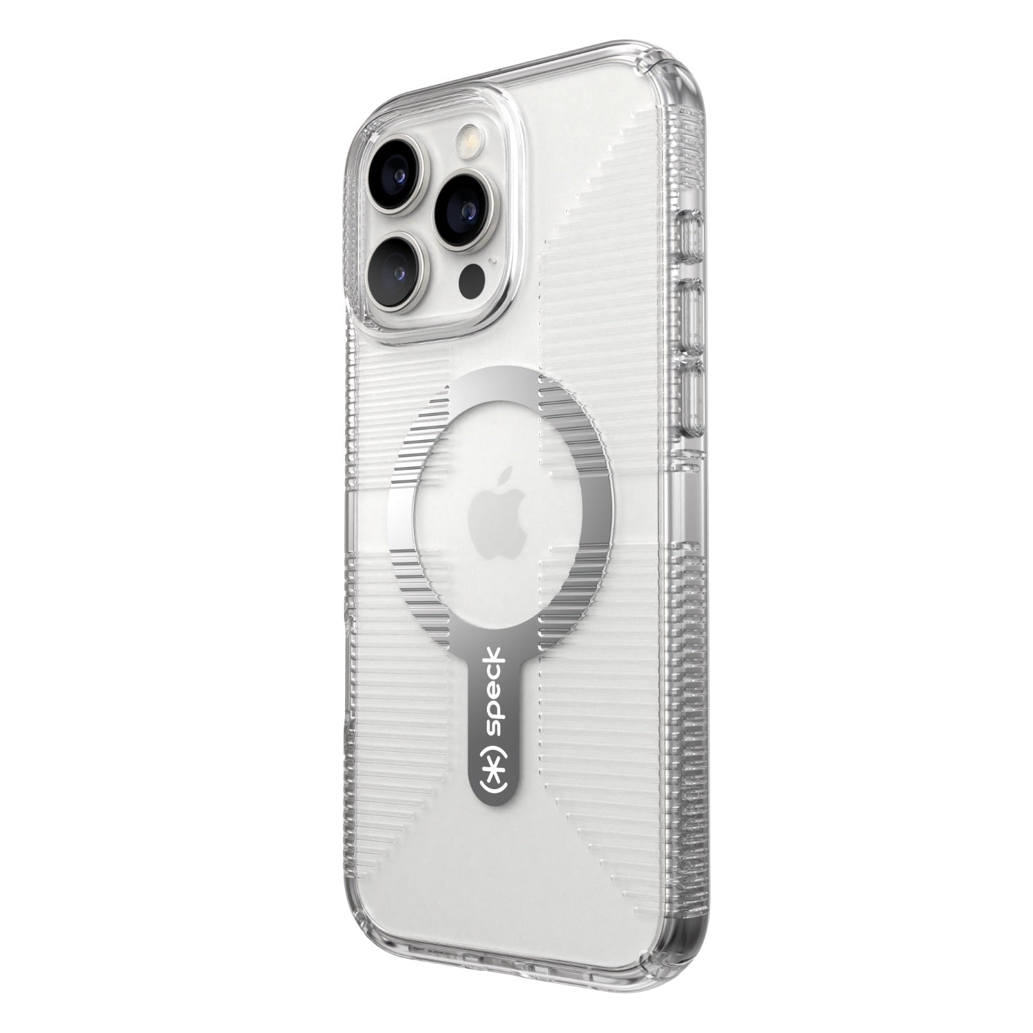 Speck Gemshell Grip MagSafe Case - Apple iPhone 16 Pro Max - Clear & Chrome