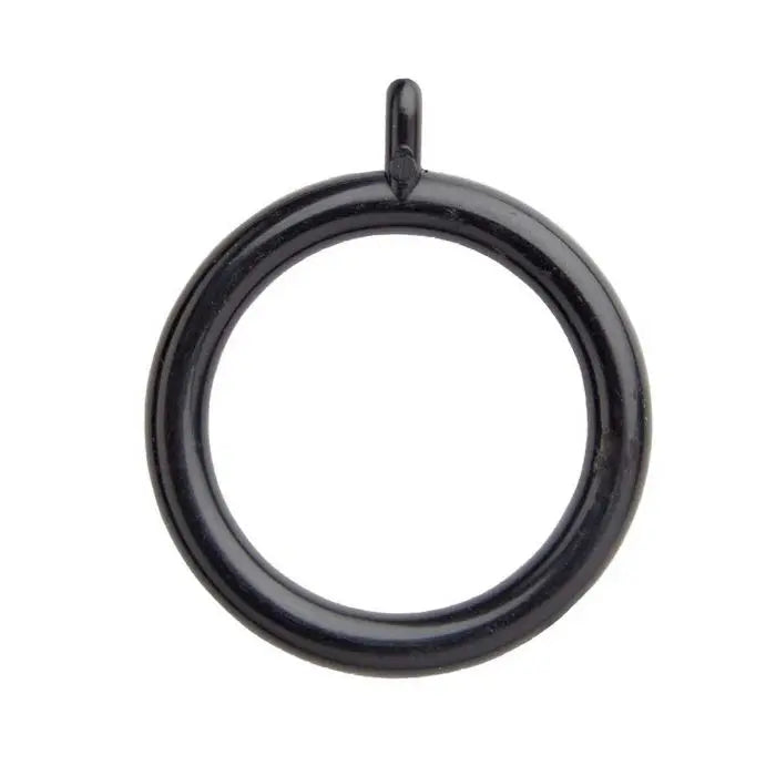 Steel Rod Plastic Rings, Black, 25mm, 10 Pieces