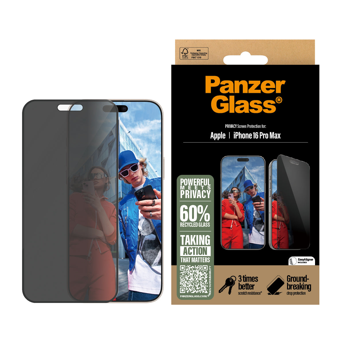 PanzerGlass Screen Protector Ultra Wide Fit - Apple iPhone 16 Pro Max - Black