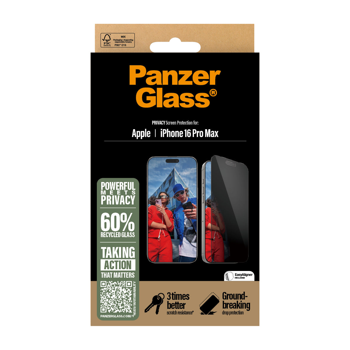 PanzerGlass Screen Protector Ultra Wide Fit - Apple iPhone 16 Pro Max - Black