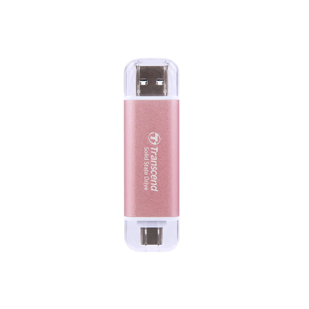TRANSCEND 1 TB ESD310P USB3.2 TYPE A & C (USB 10Gbps) OTG COMPACT PORTABLE SSD  - Read 1050MB/s Write 950 MB/s - Pink