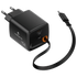 Volkano Sleek Series Fast Wall Charger 45W USB-C with Built-in Retractable 75cm Cable - Black