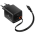 Volkano Volkano Sleek Series Fast Wall Charger 65W USB-C with Built-in Retractable 75cm Cable - Black