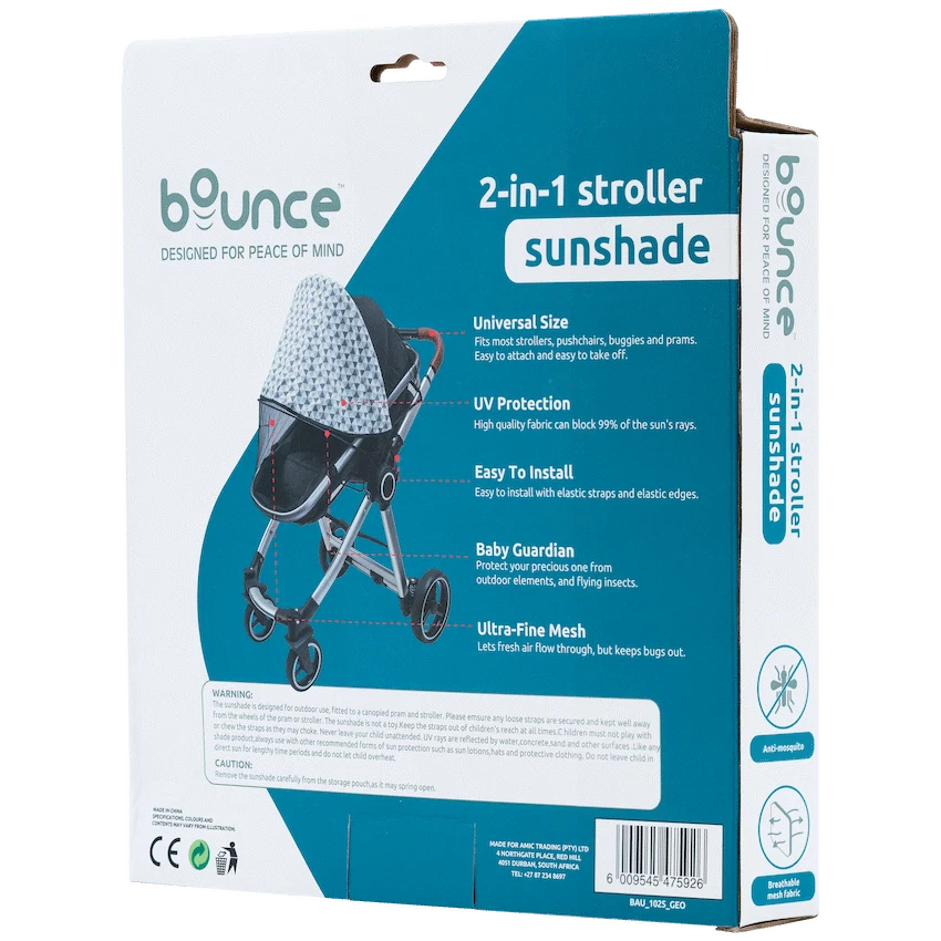 Bounce Baby Bounce 2-IN-1 Stroller Sunshade Geometric