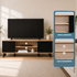 Everfurn Laurel TV Stand 1600w, Two Cupboards - Black