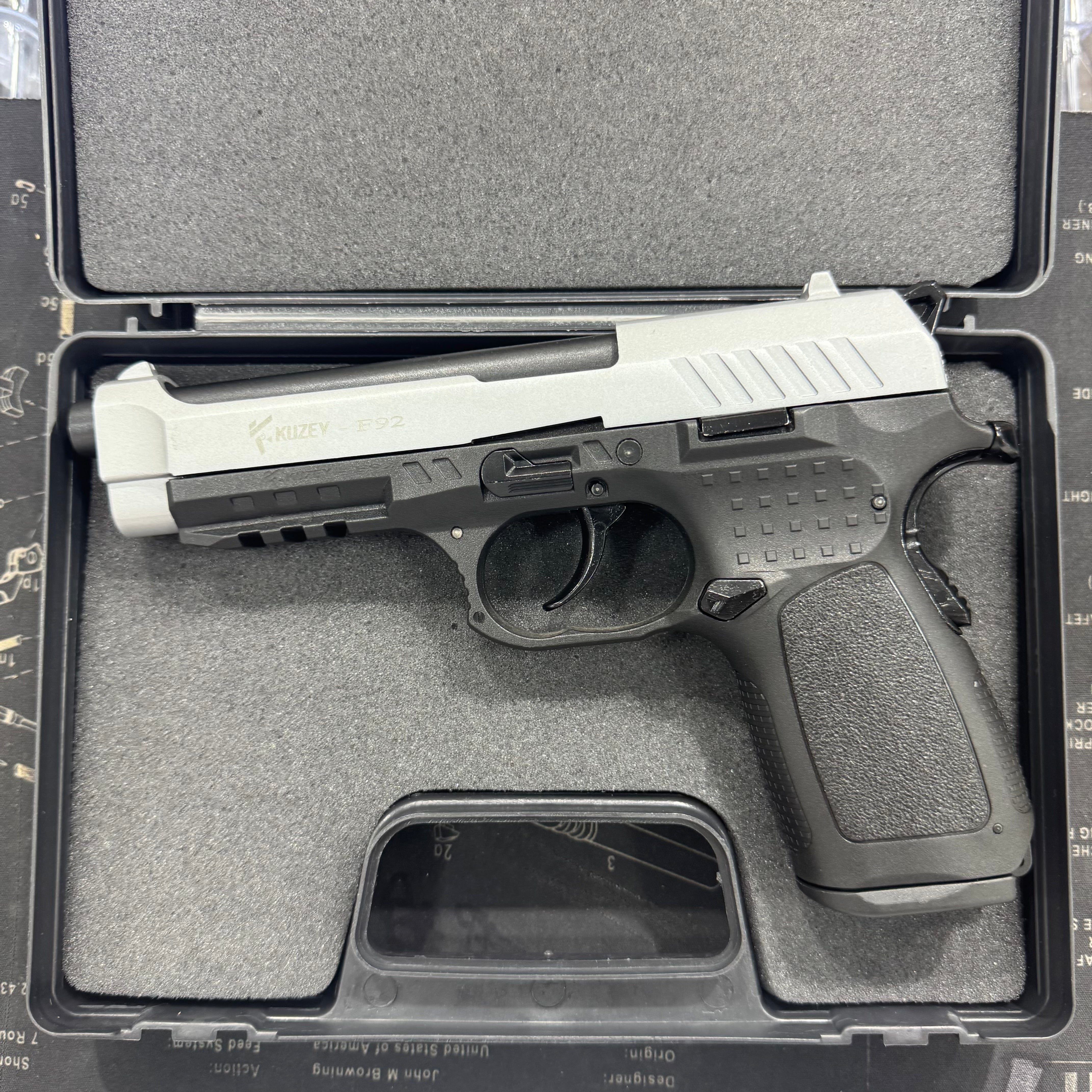 Kuzey F92 Mat Chrome Blank/Pepper Gun (Semi Auto|18+1|9mm PAK)