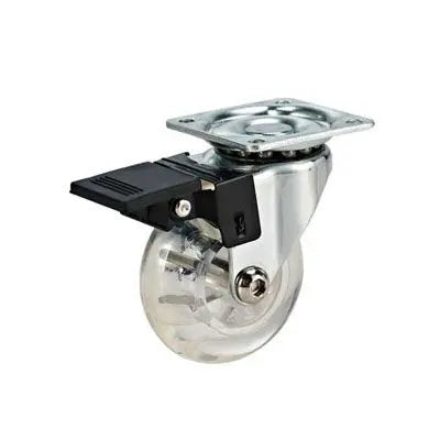 Castor, Swivel, Clear, Polyurethane, with Brake, 50mm