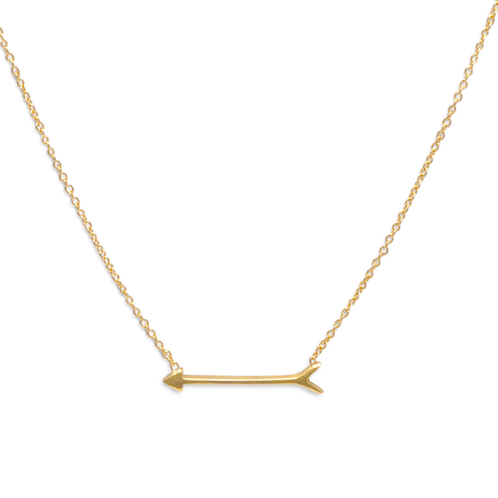 16" + 2" 14 Karat Gold Plated Arrow Design Necklace