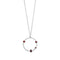 16" + 2" Rhodium Plated Garnet and Hammered Circle Necklace