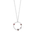 16" + 2" Rhodium Plated Garnet and Hammered Circle Necklace