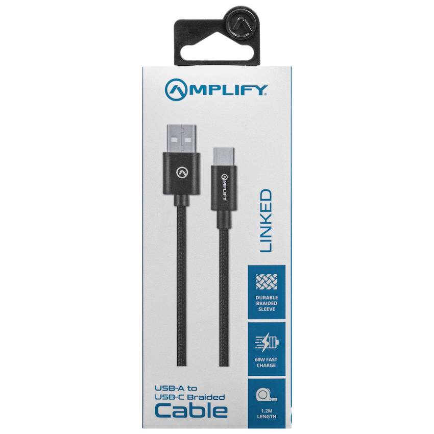 Amplify Amplify Linked Series USB-A to Type-C Braided Cable 1.2m - Black