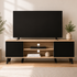 Everfurn Laurel TV Stand 1600w, Two Cupboards - Black