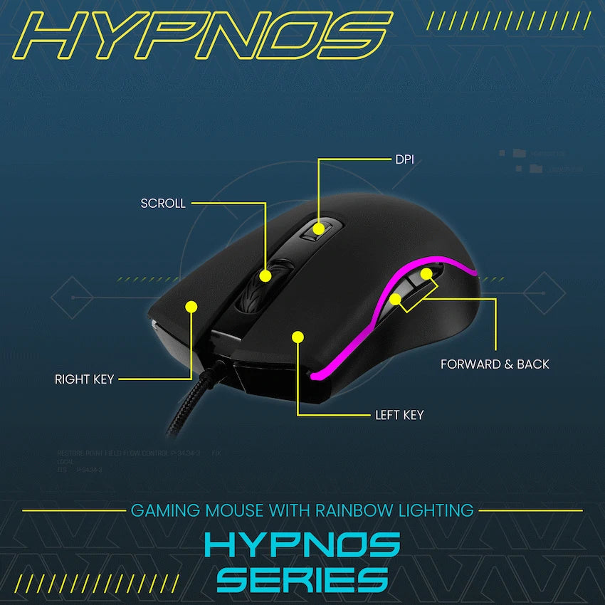 VX Gaming Hypnos Series Gaming Mouse with Rainbow Lighting