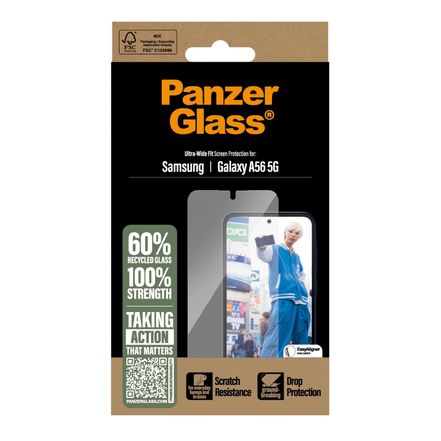 PanzerGlass Screen Protector Ultra Wide Fit With EasyAligner - Samsung Galaxy A56 - Clear