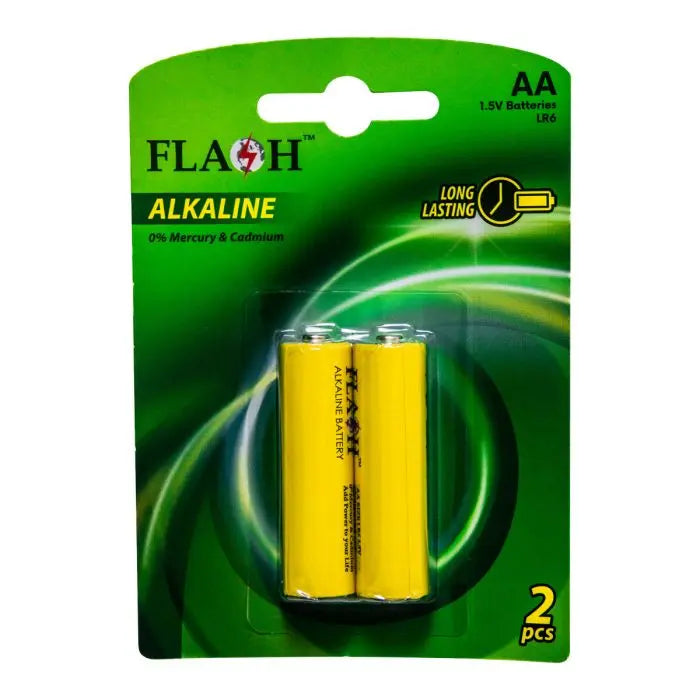 Flash Alkaline Batteries, AA, 2 Pieces