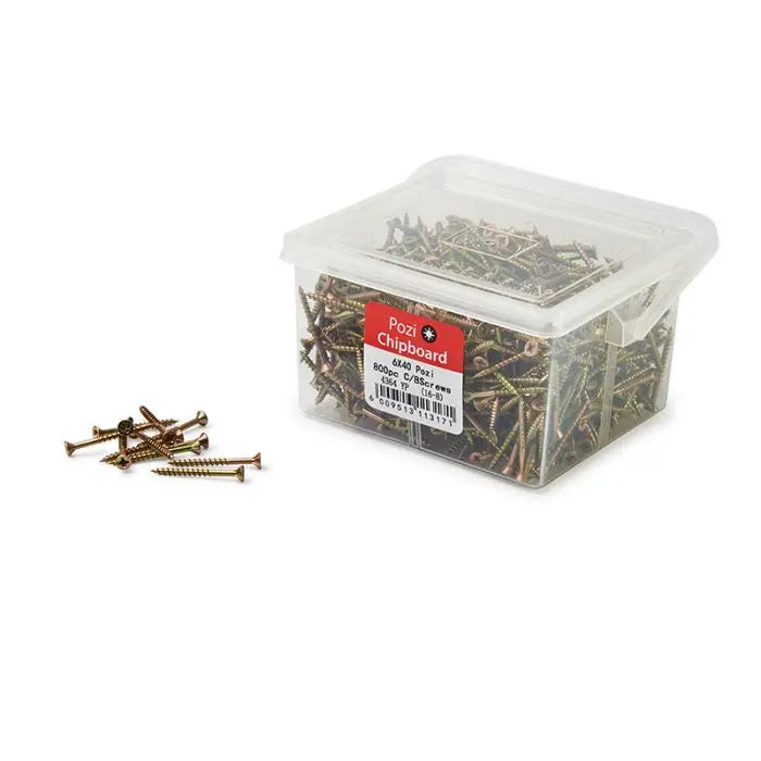Chipboard Screws, Pozi, No.6, 3.5mm x 40mm, 800 Pieces