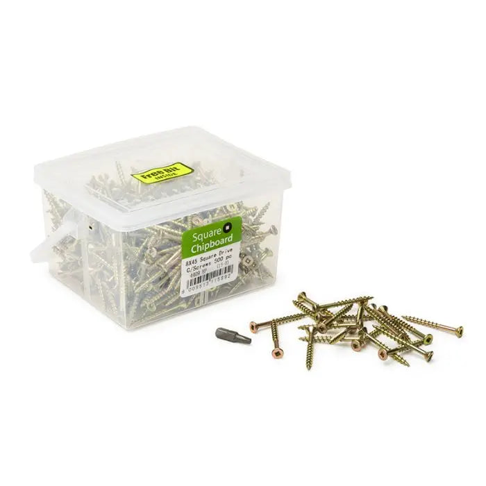 Chipboard Screws, Square, No.8, 4mm x 45mm, 500 Pieces