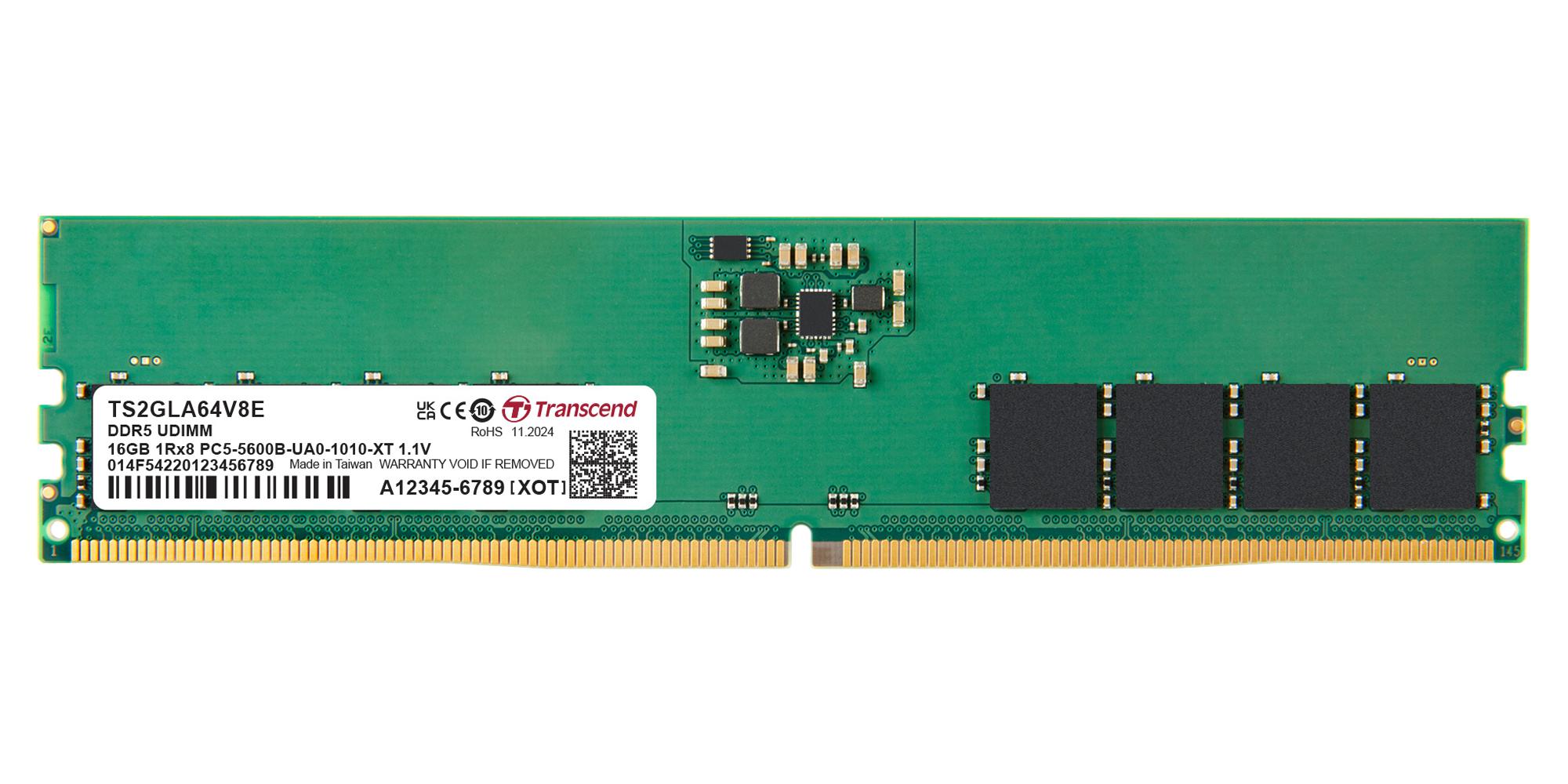 TRANSCEND 16GB DDR5-5600 UNBUFFERED DESKTOP LONG DIMM 1RX8 CL46