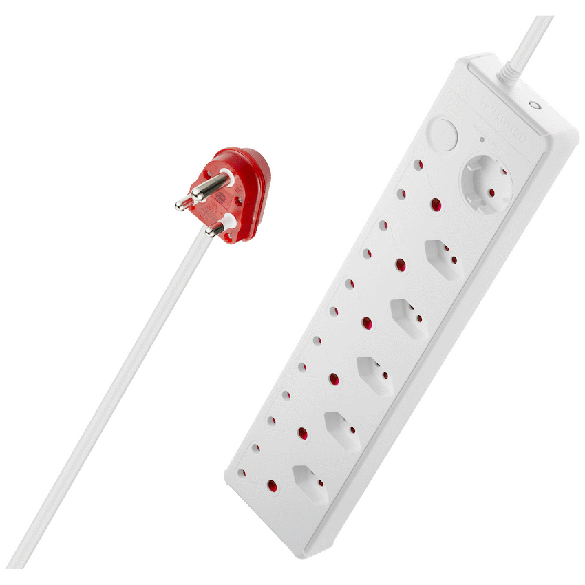 Switched 12-Way High Surge Multiplug 0.5m - White
