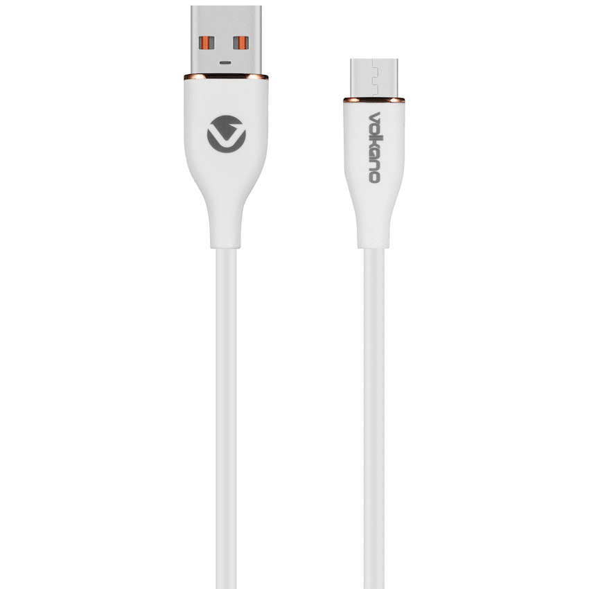 Volkano Flexi Series USB to Micro USB 2.5m 18w - White