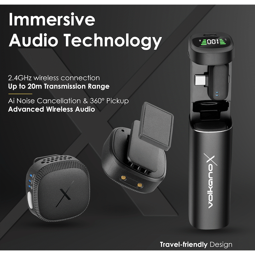 VolkanoX VolkanoX Lucid Series Lavalier Microphones with Charging Case