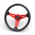SQ Design Sport Steering Wheel – Black with Red Aluminium Centre Spokes
