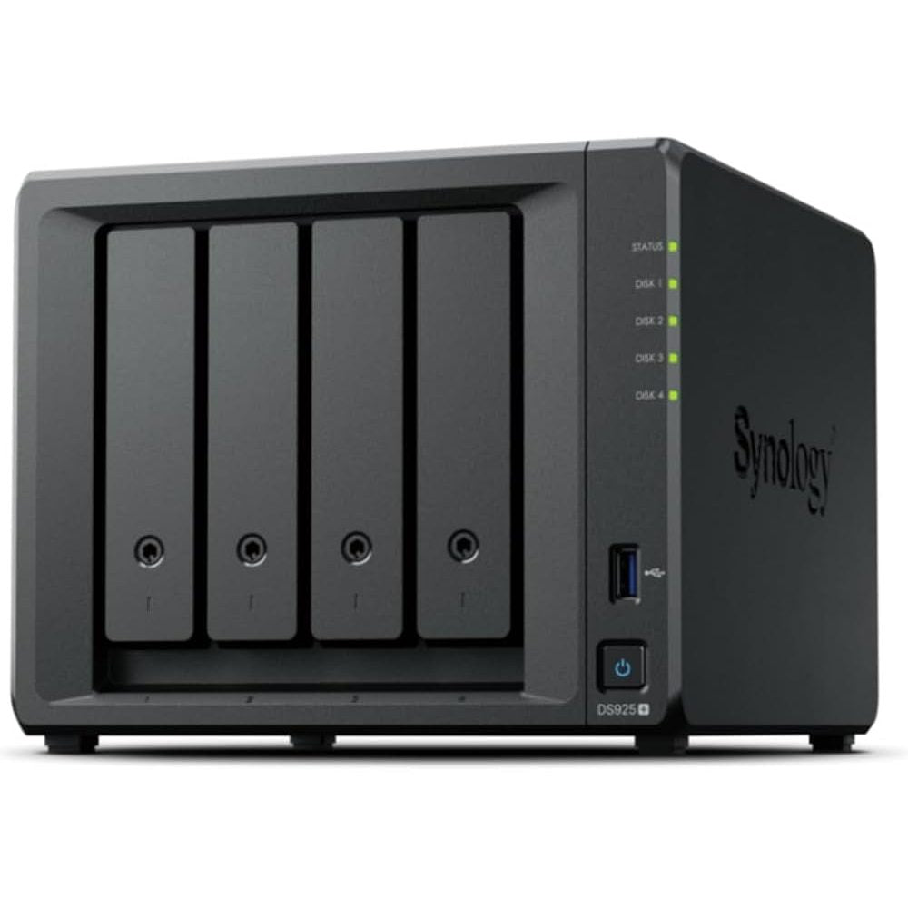 Synology DS925+ 4 Bay NAS (Upgradeable to 9 bay) AMD Ryzen V1500B 4C CPU 4GB DDR4 ECC SODIMM (2 DIMM slots)