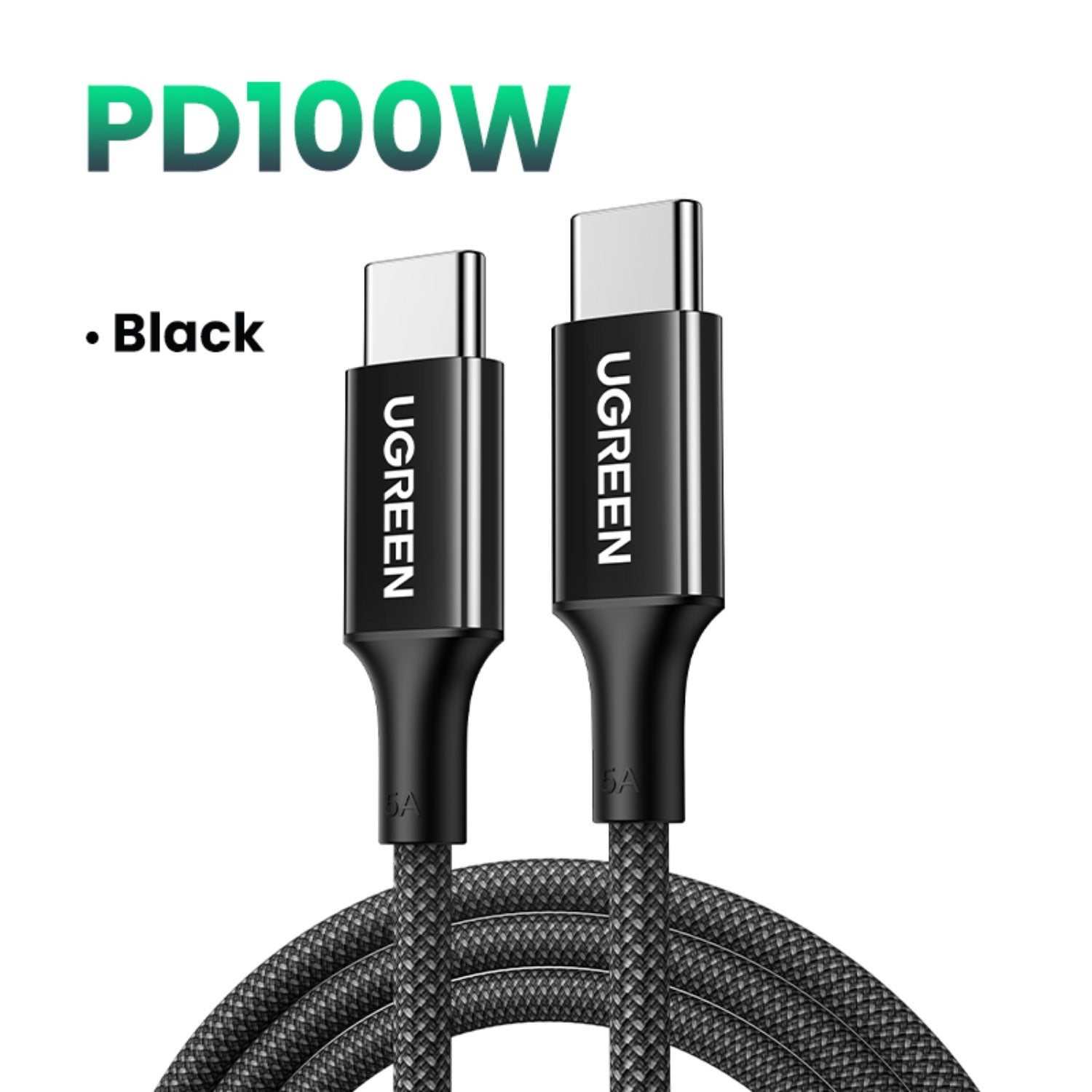 UGREEN Type-C To Type-C Braided Cable 100W 2 Metre - Black