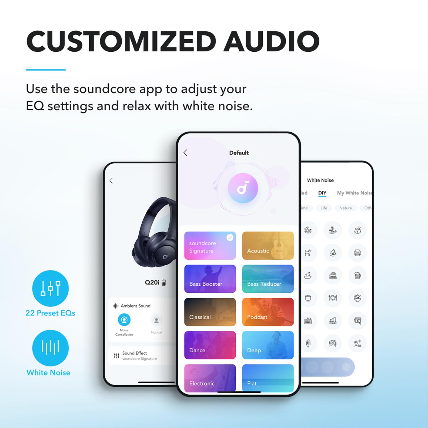 soundcore Q20i Hybrid Active Noise Cancelling Headphones - Blue