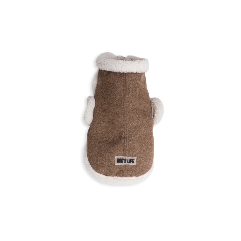 Dogs Life Wool Winter Coat with Sherpa Fleece Brown