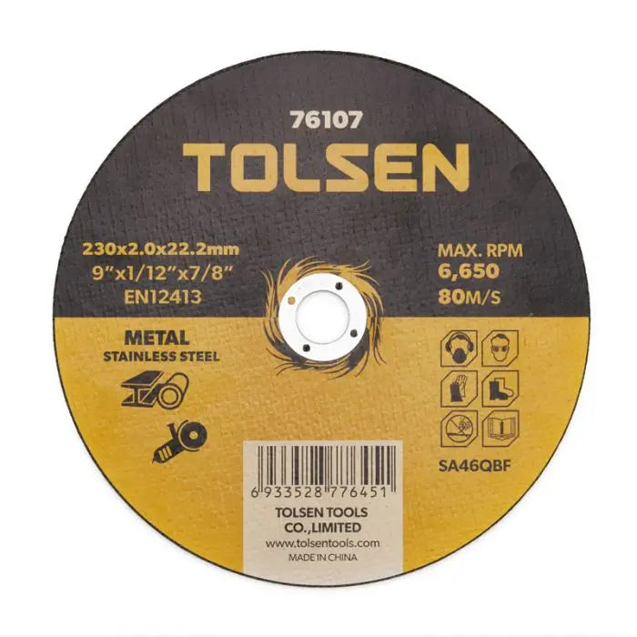 Tolsen Cutting Disc, Metal & Stainless Steel, 230mm x 2.0mm x 22.2mm