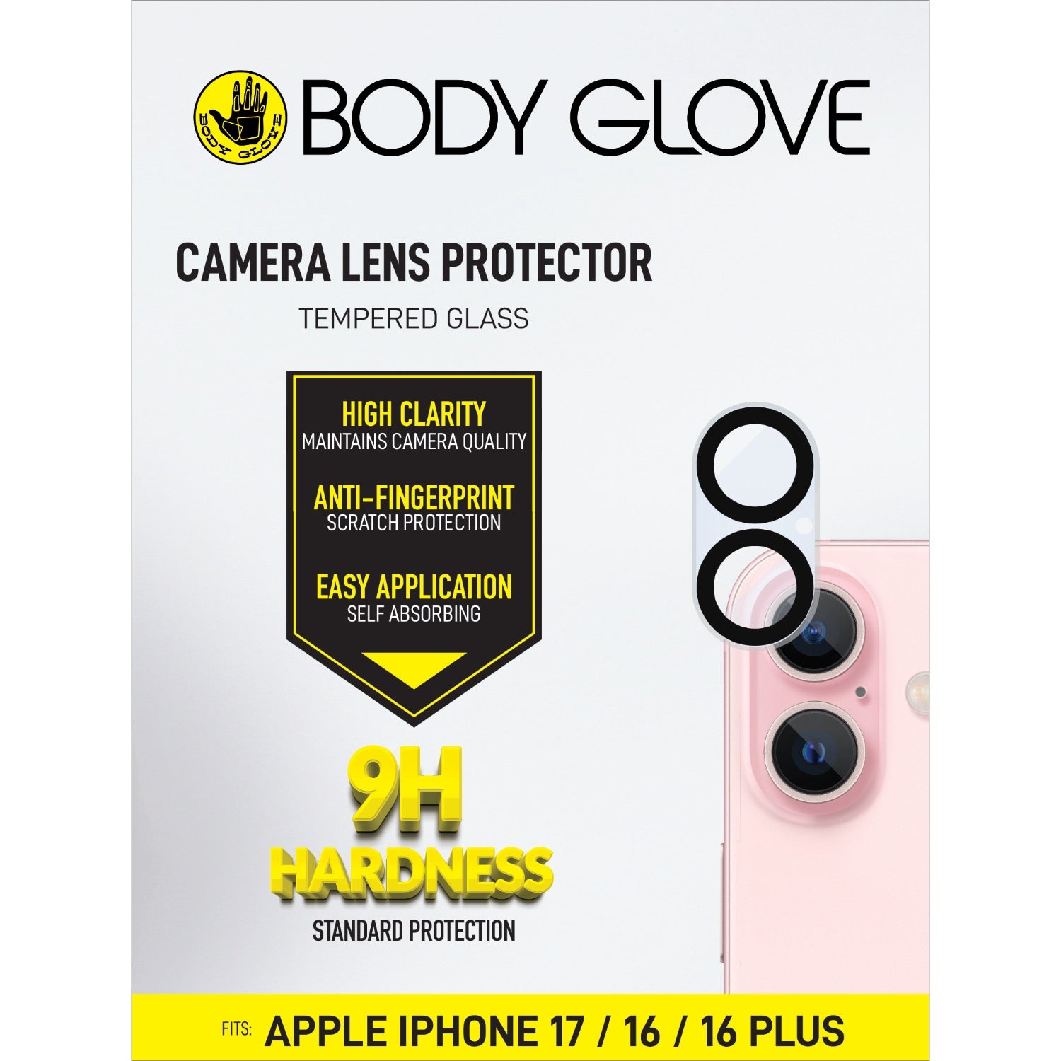Body Glove Tempered Glass Camera Screen Protector - Apple iPhone 17/16/16 Plus - Black
