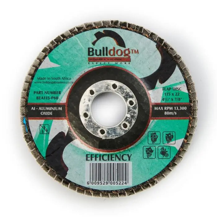 Bulldog Flap Disc, Efficiency, Angled, Alox, P60, 115mm x 22mm