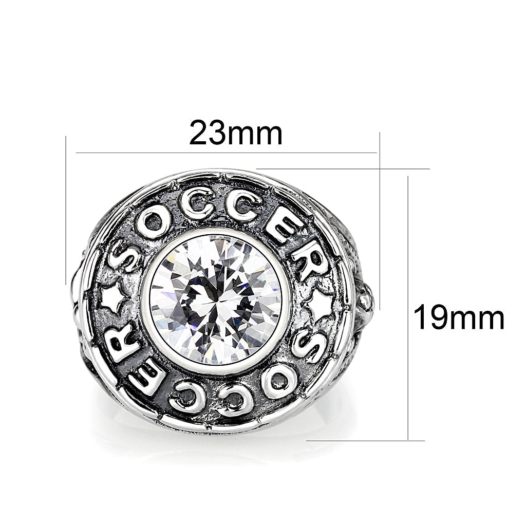 LO5S158- Sterling Silver   Ring with AAA Grade CZ  in Clear High Polished(No Plated)