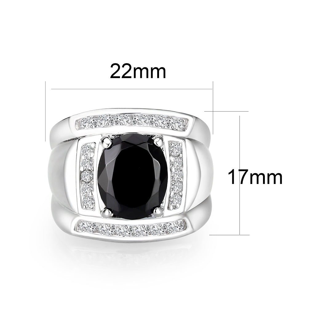 LO5S159- Sterling Silver   Ring with AAA Grade CZ   High Polished(No Plated)