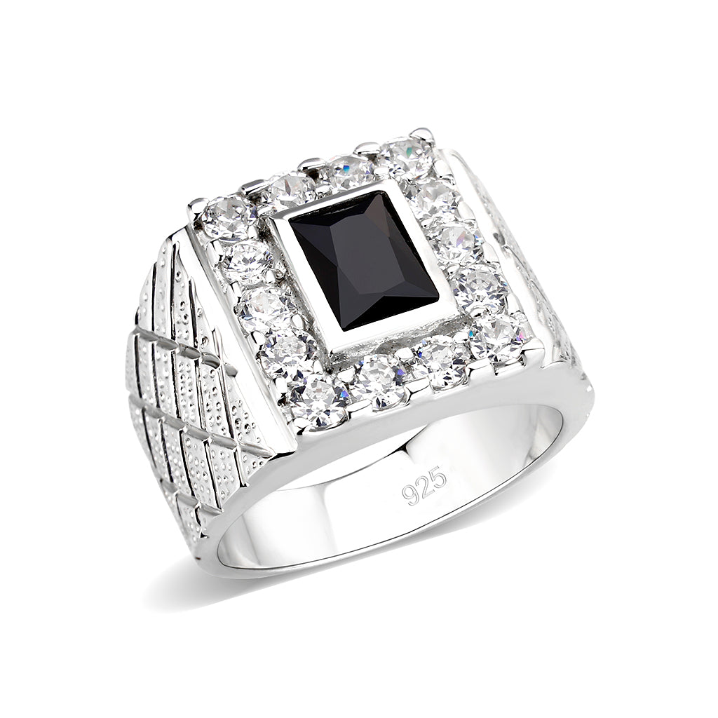 LO5S160- Sterling Silver   Ring with AAA Grade CZ   High Polished(No Plated)