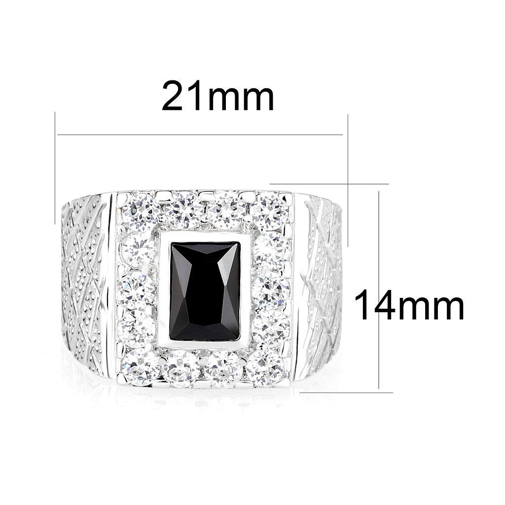 LO5S160- Sterling Silver   Ring with AAA Grade CZ   High Polished(No Plated)