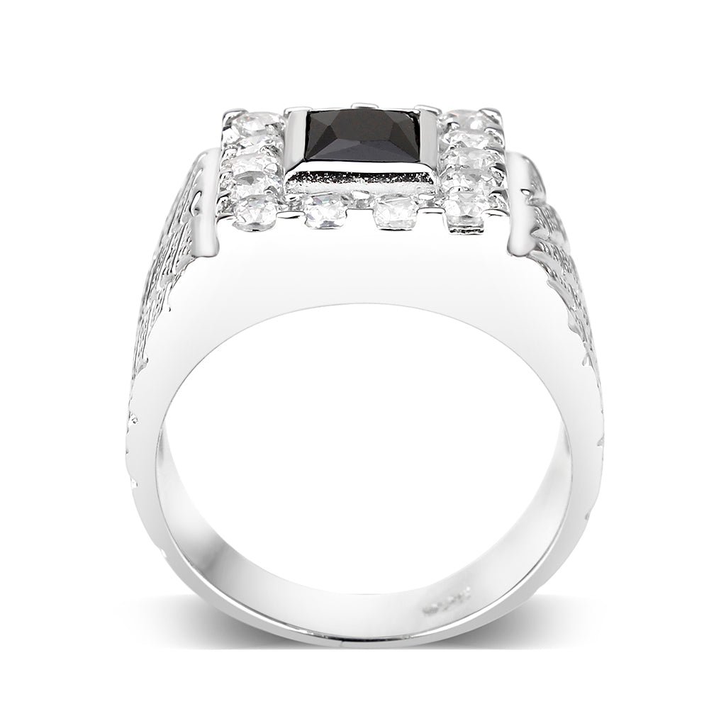 LO5S160- Sterling Silver   Ring with AAA Grade CZ   High Polished(No Plated)