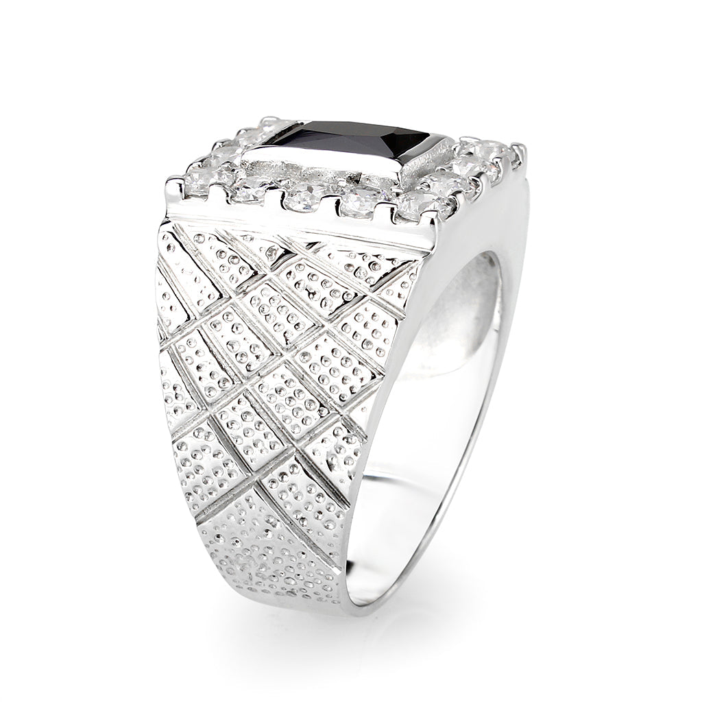 LO5S160- Sterling Silver   Ring with AAA Grade CZ   High Polished(No Plated)