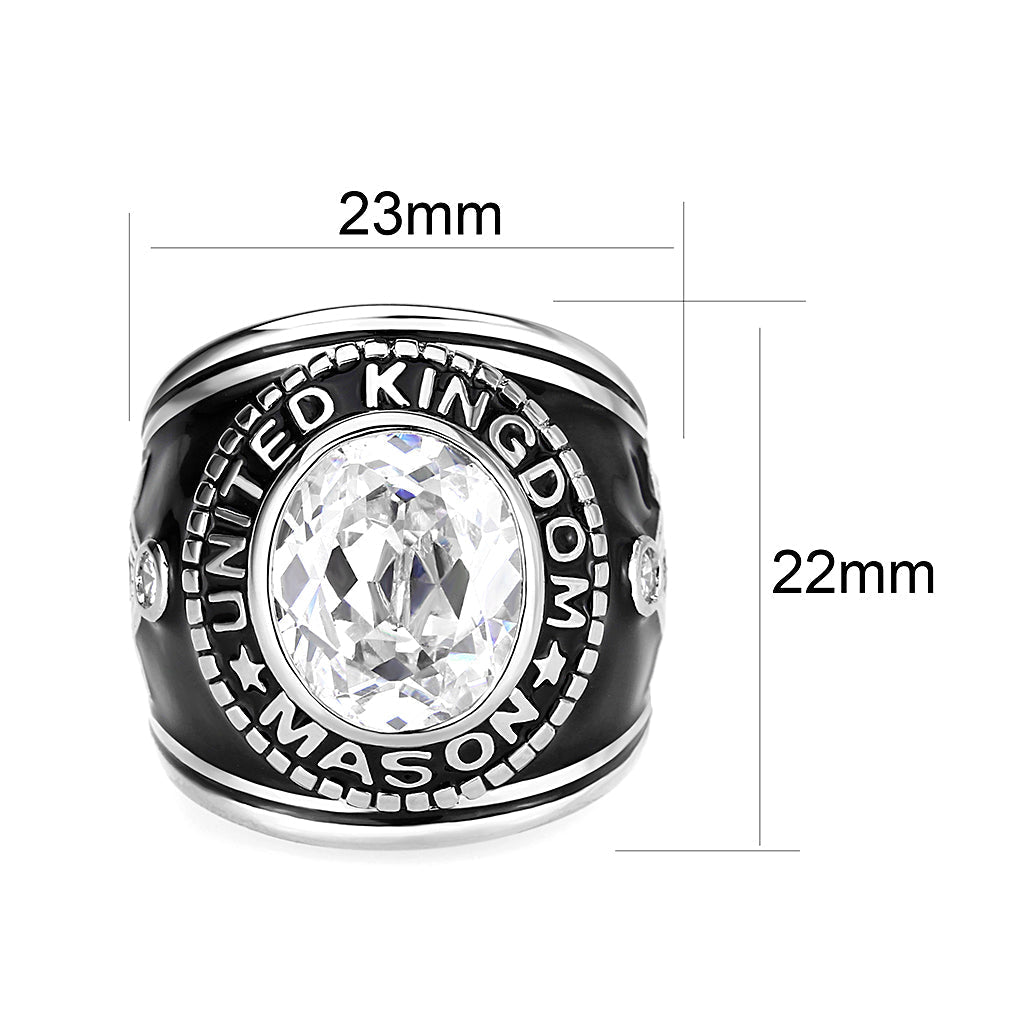 LO5S165- Sterling Silver  Ring with AAA Grade CZ  in Clear High Polished( No Plated)