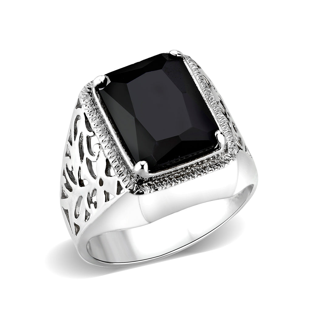 LO5S181- Sterling Silver   Ring with Onyx   High Polished(No Plated)