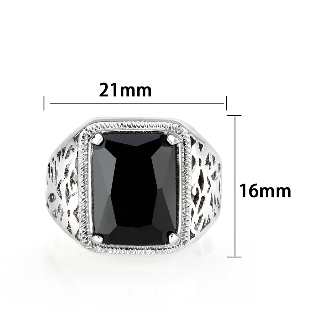 LO5S181- Sterling Silver   Ring with Onyx   High Polished(No Plated)