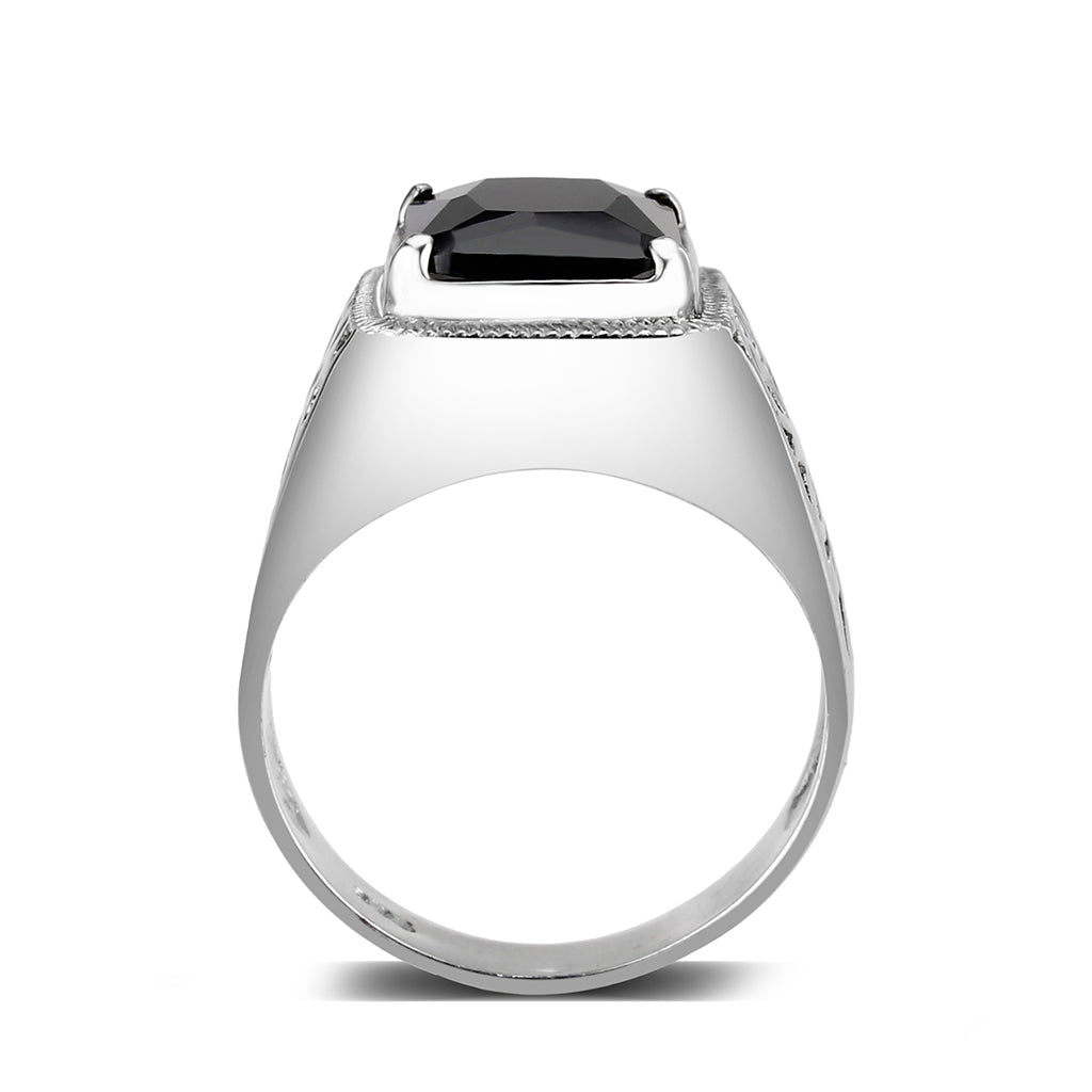 LO5S181- Sterling Silver   Ring with Onyx   High Polished(No Plated)