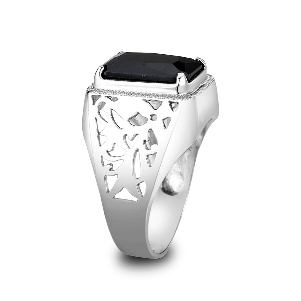 LO5S181- Sterling Silver   Ring with Onyx   High Polished(No Plated)