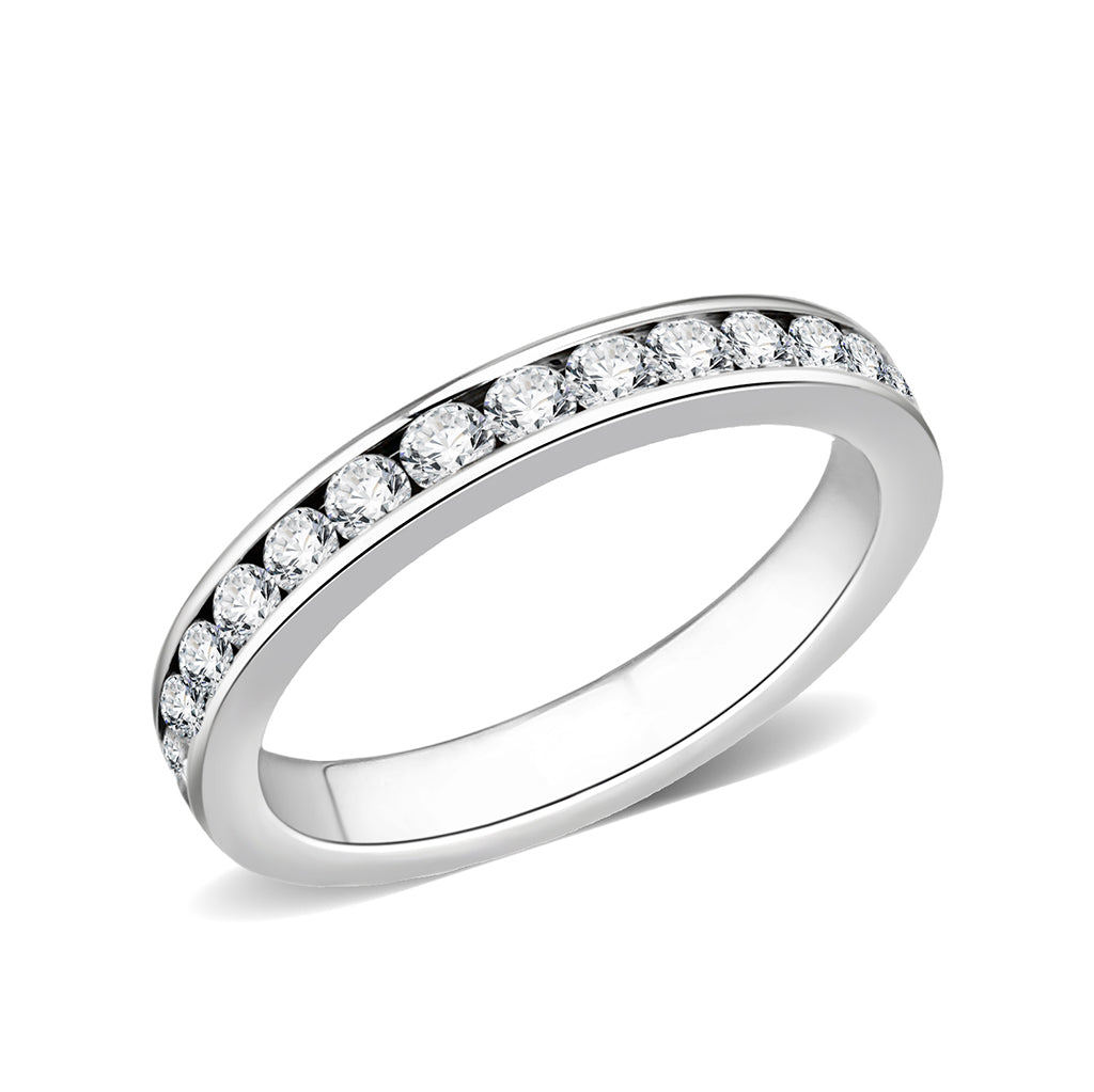 LO5S081- Sterling Silver Ring with CZ In Clear High Polished( NO Plating)