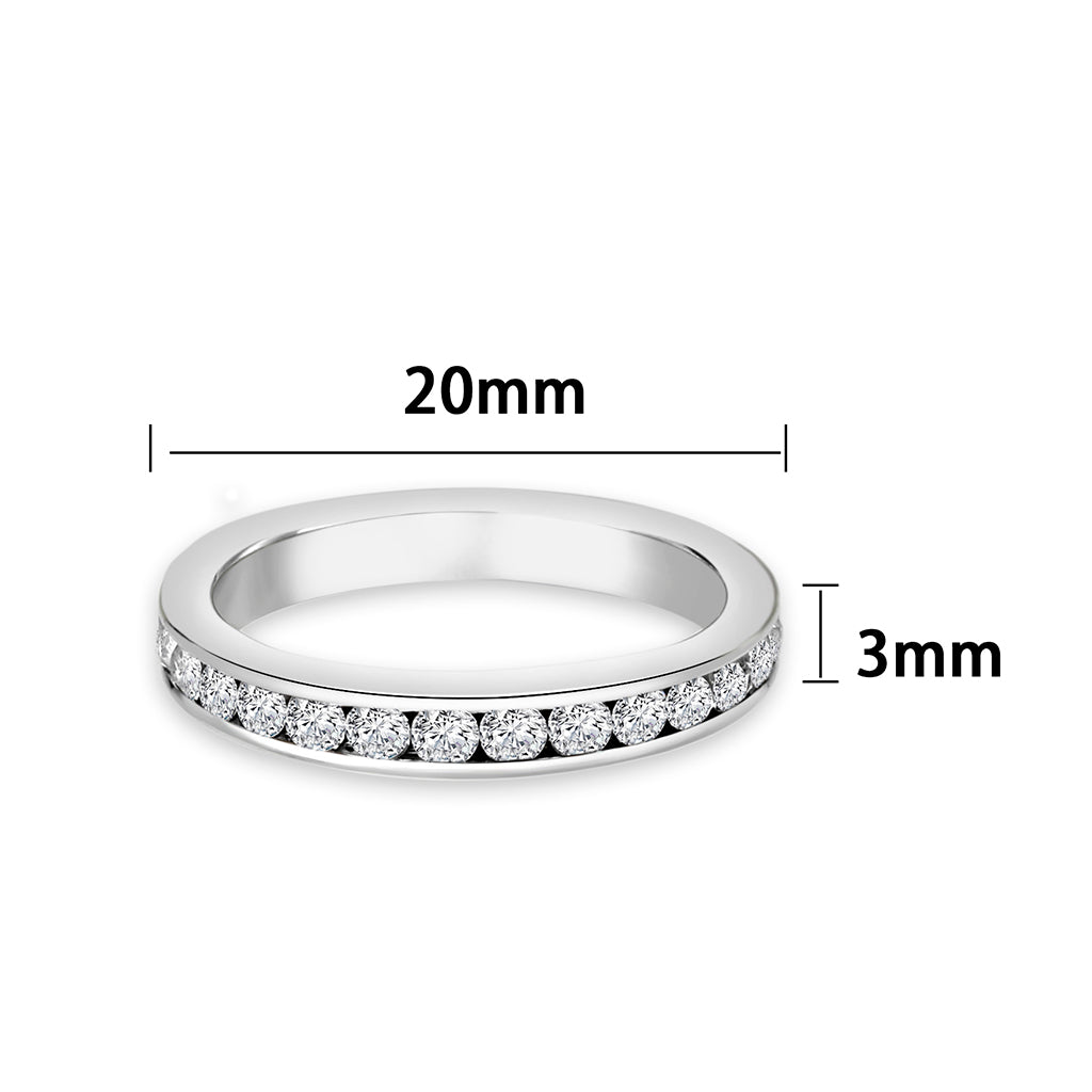 LO5S081- Sterling Silver Ring with CZ In Clear High Polished( NO Plating)