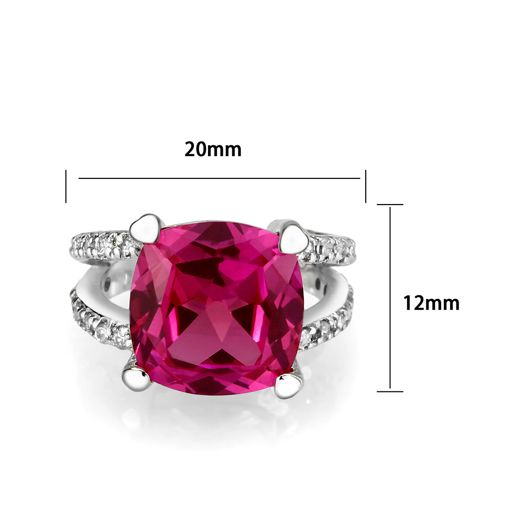 LO5S084- Sterling Silver Ring with CZ In Ruby High Polished( NO Plating)